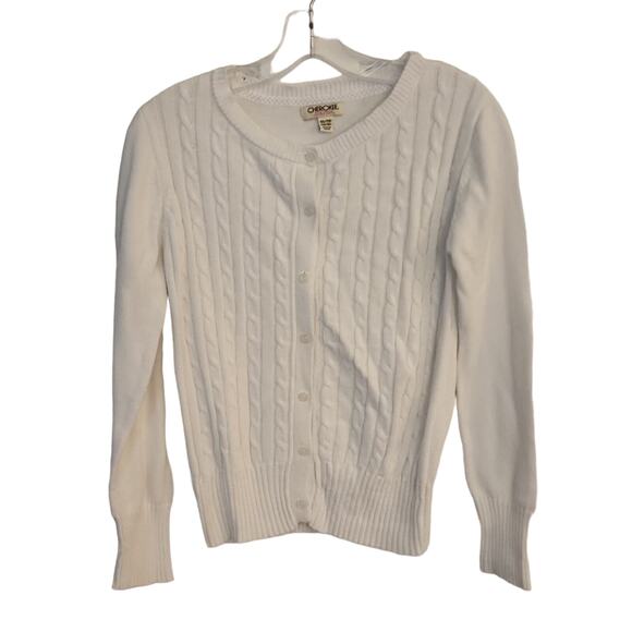 Cherokee White Buttondown Sweater - Picture 1 of 5